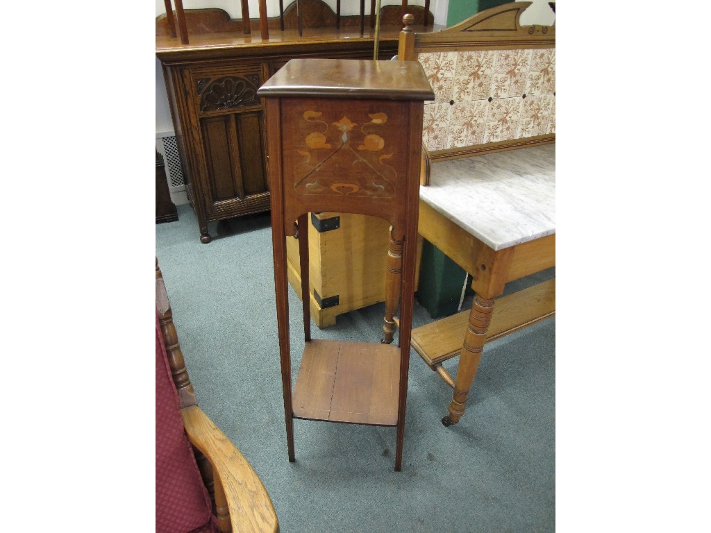 Appraisal: Art Nouveau inlaid plantstand