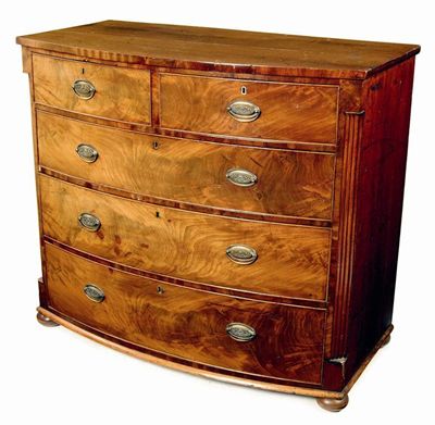 Appraisal: A th century mahogany bowfront chest of two short and