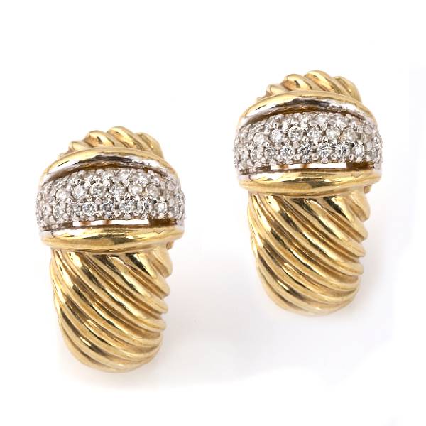 Appraisal: A pair of diamond earrings David Yurman signed D Yurman