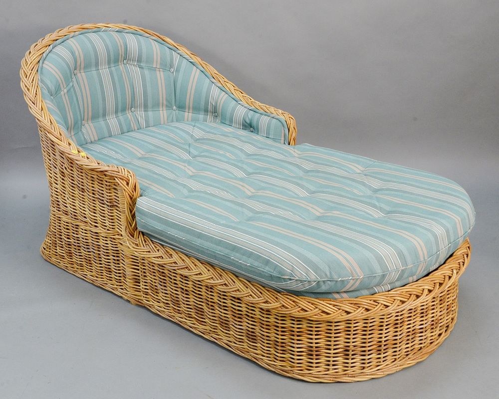 Appraisal: The Wicker Works oversized wicker chaise lounge Estate of Marilyn