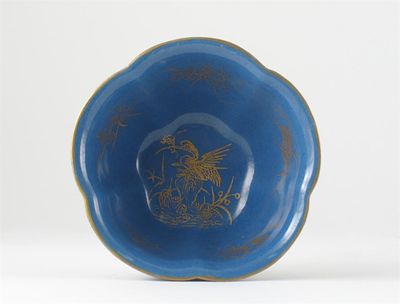 Appraisal: A Chinese lobed blue ground bowl decorated in gilt with