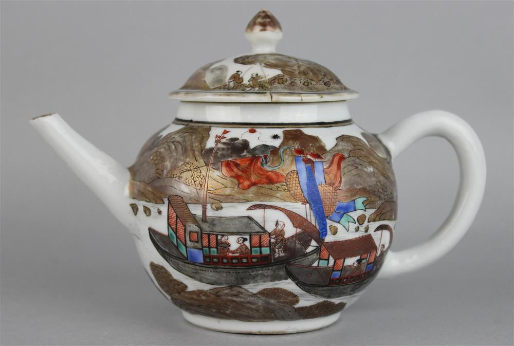 Appraisal: CHINESE EXPORT TEAPOT TH C of globular form with C-form