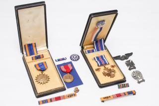 Appraisal: WWII Medals Bars incl Silver DFC Pcs Vintage WWII militaria