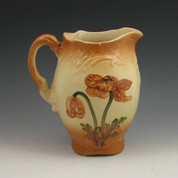 Appraisal: Scarce Roseville early poppy pitcher Unmarked Minor nick and small