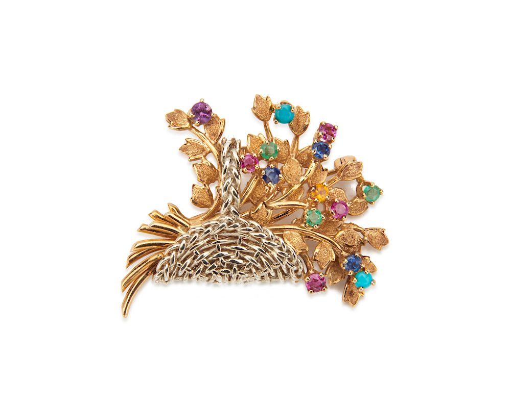 Appraisal: DANKER K Gold and Gemset Brooch DANKER K Gold and