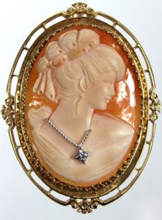 Appraisal: A Ladies Karat Art Deco Cameo Brooch Pendant This is