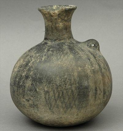 Appraisal: Persian Greyware Ceramic Jar with Incised and Painted Decoration