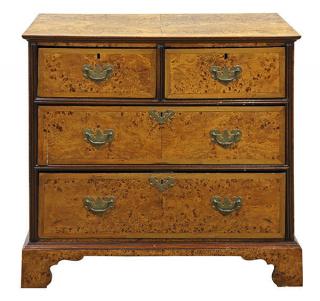 Appraisal: George III chest of drawers executed in figured maple burl