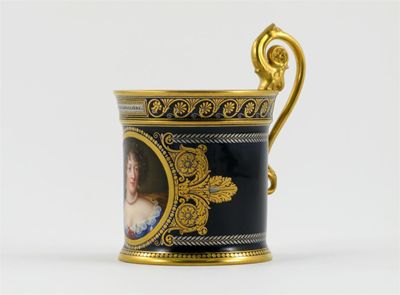 Appraisal: A S vres cabinet cup painted with a circular portrait