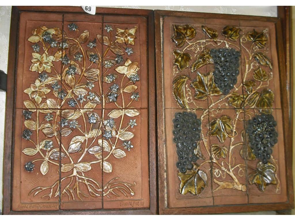 Appraisal: Two ceramic potted relief murals by Philippa Threlfall entitled Herbal