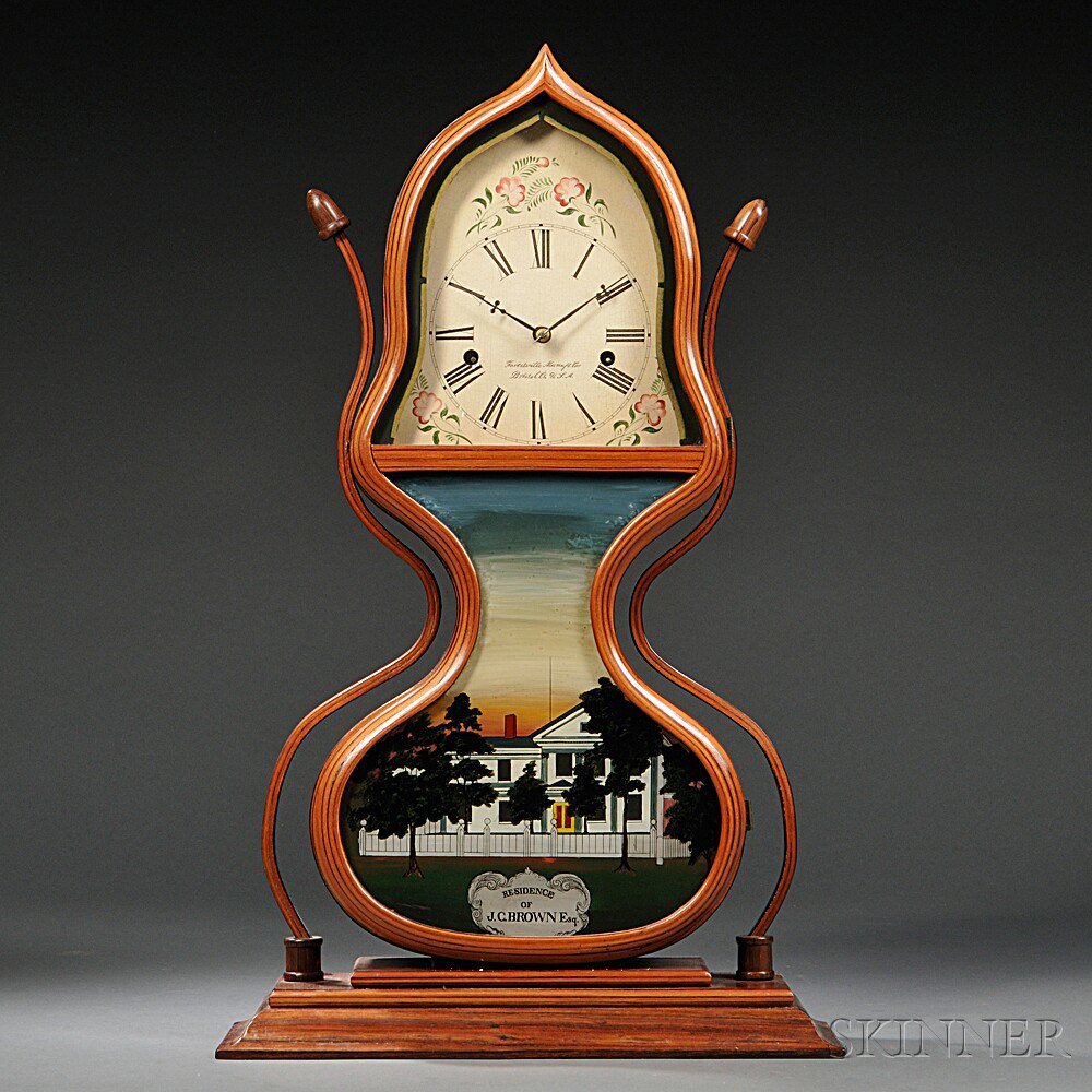 Appraisal: Reproduction J C Brown Acorn Clock c rosewood veneered case