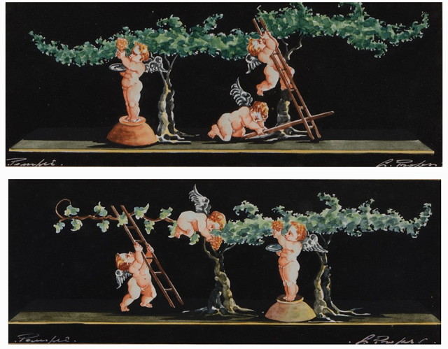 Appraisal: MANNER OF MICHELANGELO MAESTRI'Pompei' cherubs grape picking from a fruiting