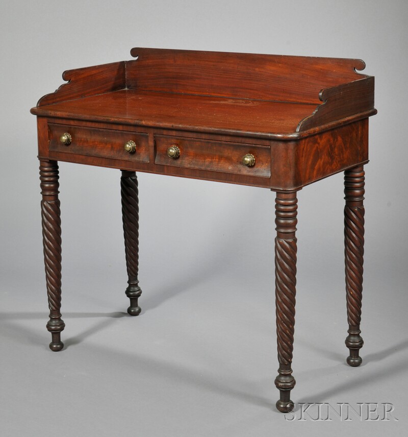 Appraisal: Classical Carved Mahogany and Mahogany Veneer Dressing Table New England