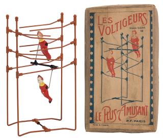 Appraisal: French Acrobatic Clowns Toy Set Les Voltigeurs Early twentieth century