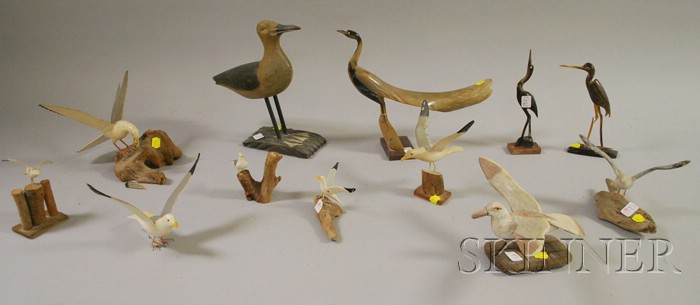 Appraisal: Nine Assorted Carved and Painted Wooden Sea Gull Figures and