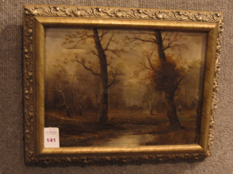 Appraisal: AMERICAN SCHOOL TH- TH CENTURY Wooded landscape in late Autumn