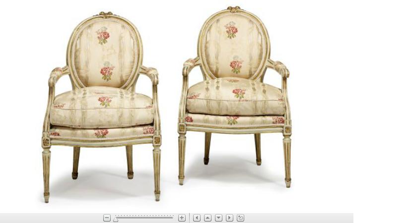 Appraisal: Good Pair of Louis XV painted and gilded fauteuils The