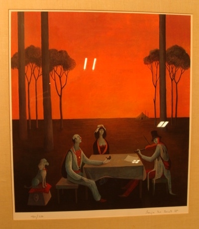 Appraisal: Sonja FIDDLER AT THE TABLE Color screen print x in