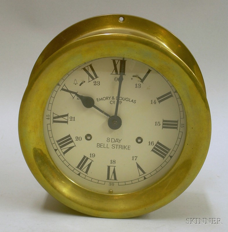 Appraisal: Brass Ship Clock by Emory Douglas Co Ltd brass case