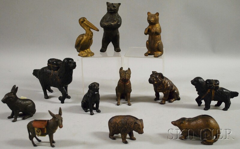 Appraisal: Twelve Painted Cast Iron and Metal Animal Figural Still Banks