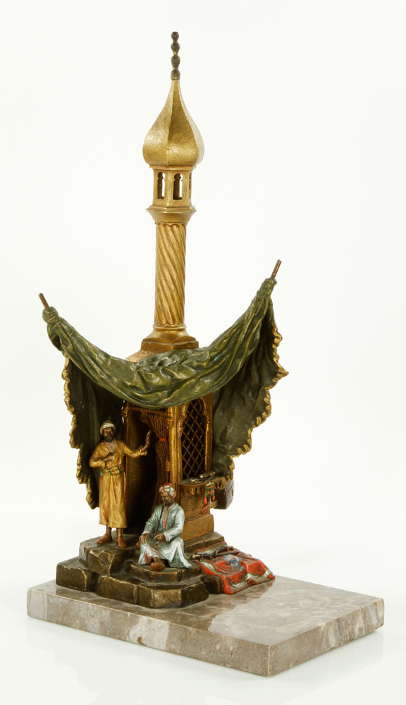 Appraisal: - Austrian Cold Painted Bronze Lamp Austrian lamp cold painted