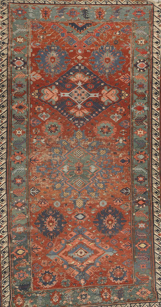 Appraisal: Soumac Rug First Quarter th Century Shaded red ground with