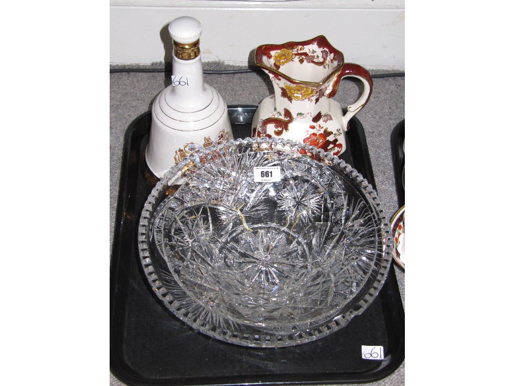 Appraisal: Tray lot to include two cutglass bowls decanter and a