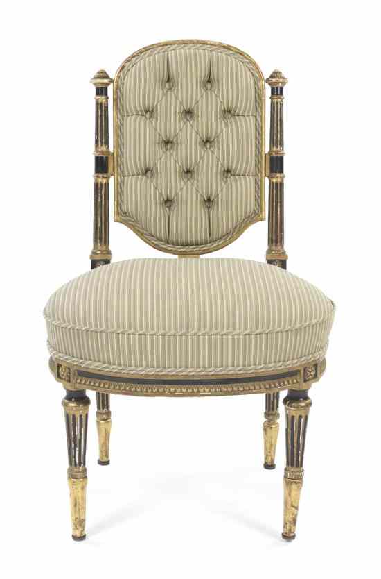 Appraisal: A Louis XVI Style Gilt and Parcel Ebonized Side Chair