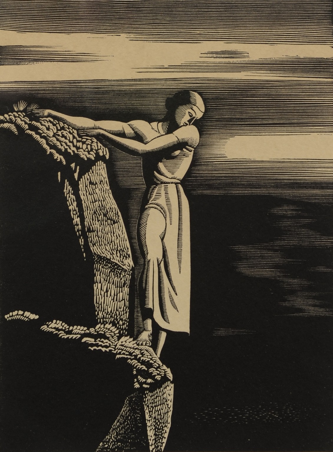 Appraisal: Rockwell Kent American - woodcut Girl On Cliff pencil signed