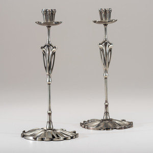 Appraisal: Georges de Feure French - Pair of Candlesticks circa silvered