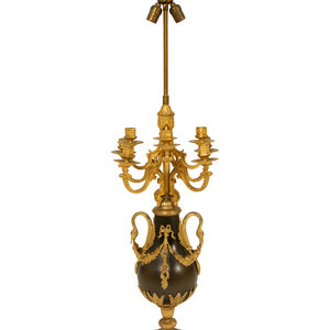 Appraisal: A French Empire Style Bronze and Gilt Bronze Table Lamp