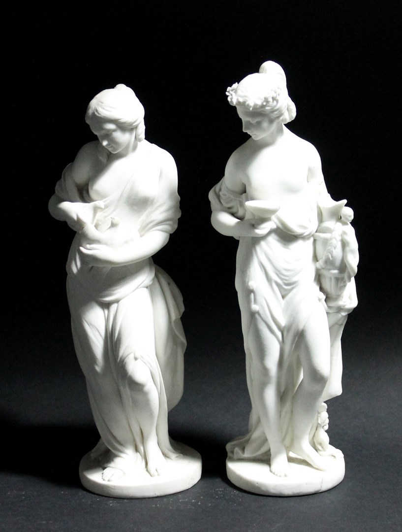 Appraisal: Two French biscuit porcelain figures possibly Sevres second half th