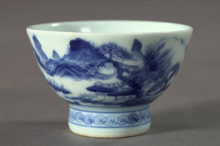 Appraisal: Japanese Blue and White Porcelain Tea Bowl ca of traditional