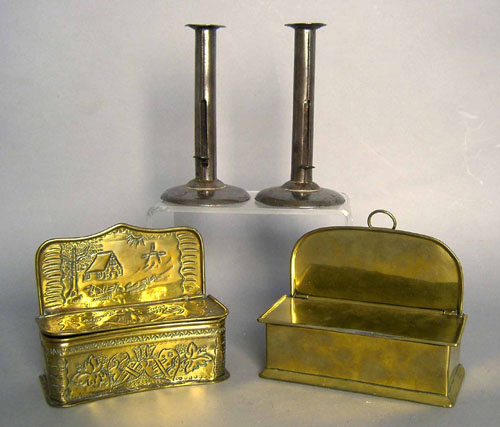 Appraisal: Two brass spill boxes h w and h w together