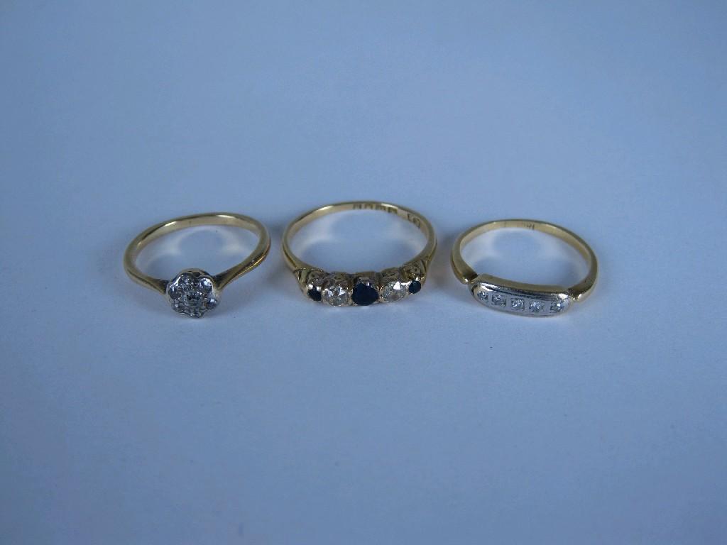 Appraisal: A Diamond Cluster Ring a Diamond five stone Ring illusion-set