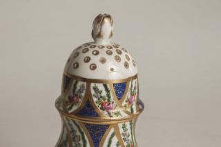 Appraisal: Decorated Sugar Shakers with Metal Top with Associated Porcelain Top