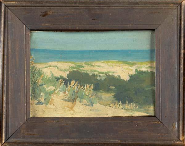 Appraisal: ARTHUR BAGGS Oil on board painting depicting a beach scene