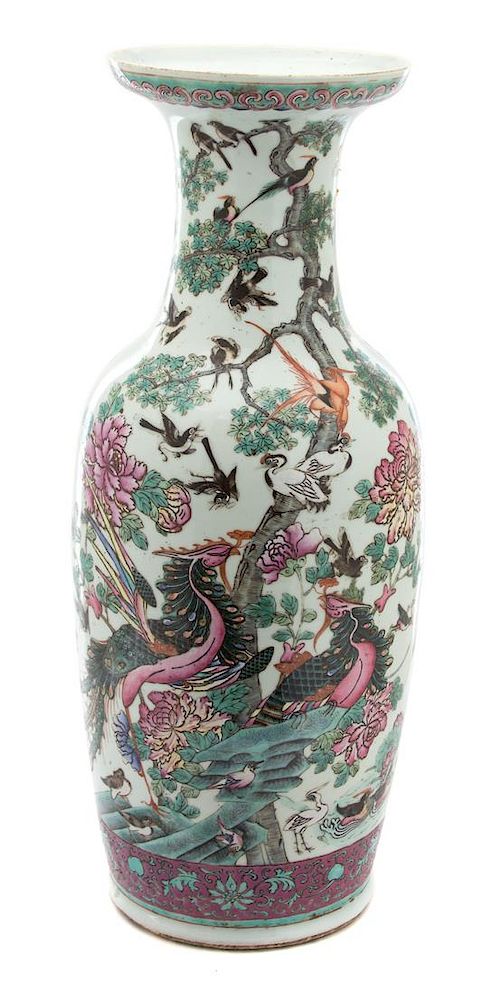 Appraisal: A Chinese Export Famille Rose Porcelain Vase Height inches A