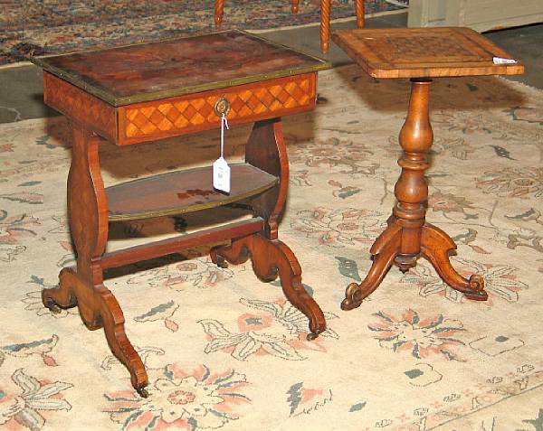 Appraisal: A Victorian inlaid mahogany games table together with a Continental