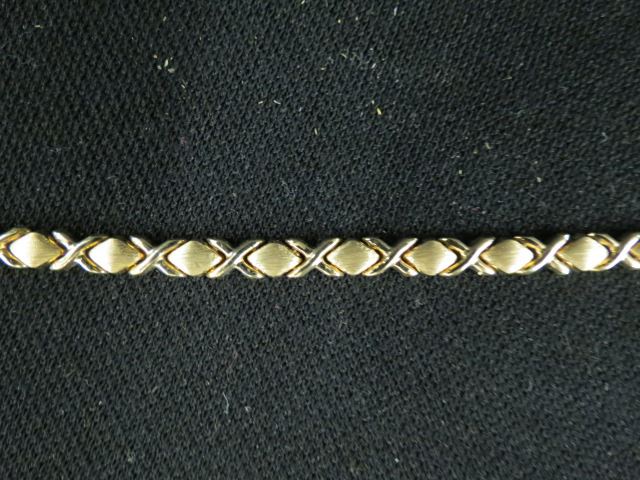 Appraisal: K Gold Bracelet brushed diamond and X design long