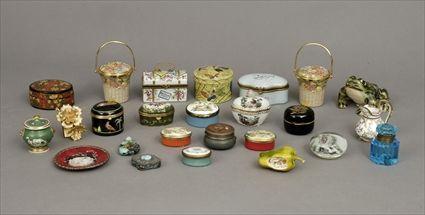 Appraisal: Twenty-Five Porcelain Pottery Enameled Metal Papier-M ch and Glass Covered