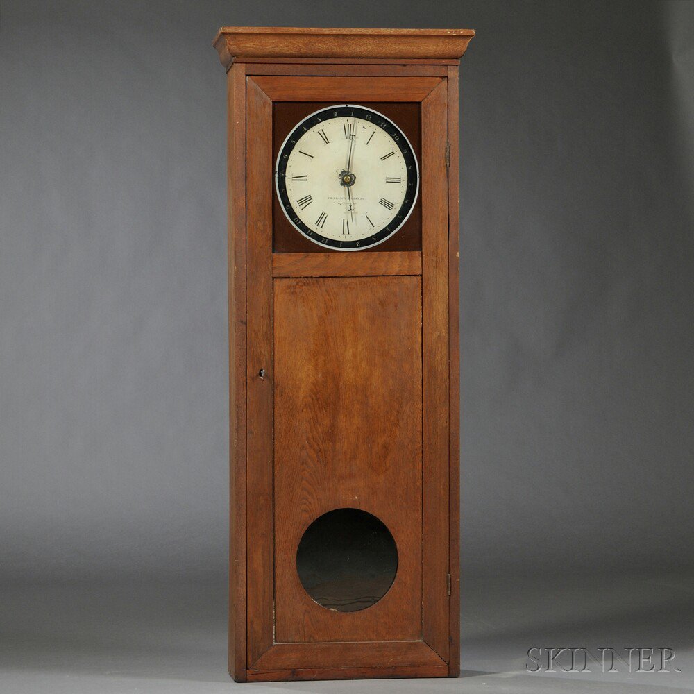 Appraisal: Brown Sharpe Watchman's Clock Providence Rhode Island mahogany case with