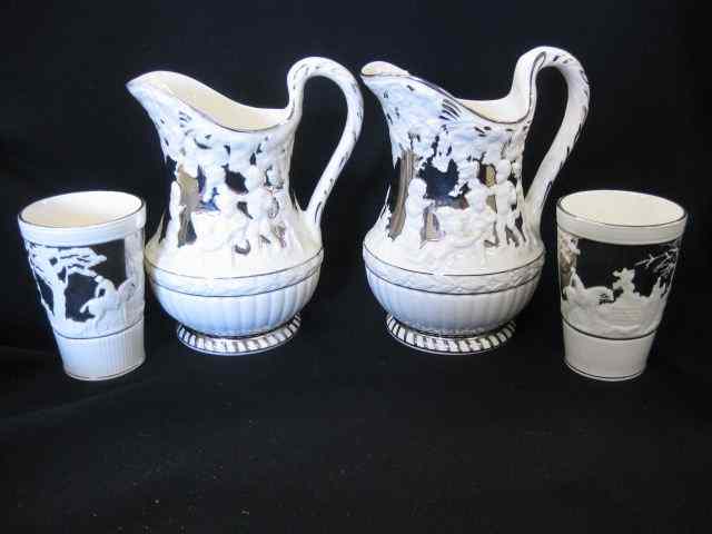 Appraisal: pcs Wedgwood Lusterware pair of '' pitchers with children grapevine