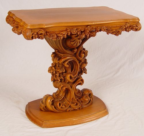 Appraisal: TH C HEAVILY CARVED MAPLE PEDESTAL TABLE Carved to death