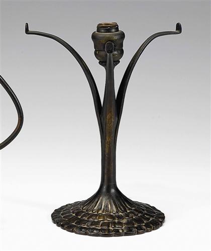 Appraisal: Tiffany Studios patinated bronze desk lamp base Model stamped Tiffany