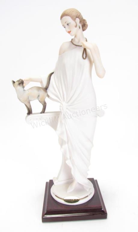 Appraisal: Giuseppe Armani Woman with Cat Figure resin figure depicting woman