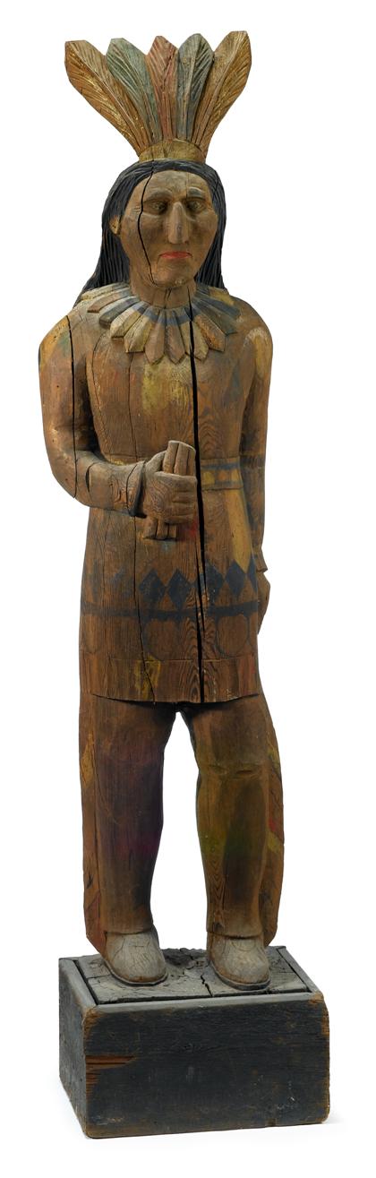 Appraisal: Painted and carved tobacconist figure of an Indianlate th early