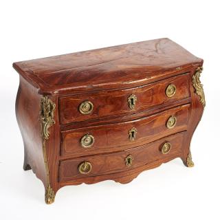 Appraisal: Miniature Louis XV kingwood bombe commode Miniature Louis XV kingwood