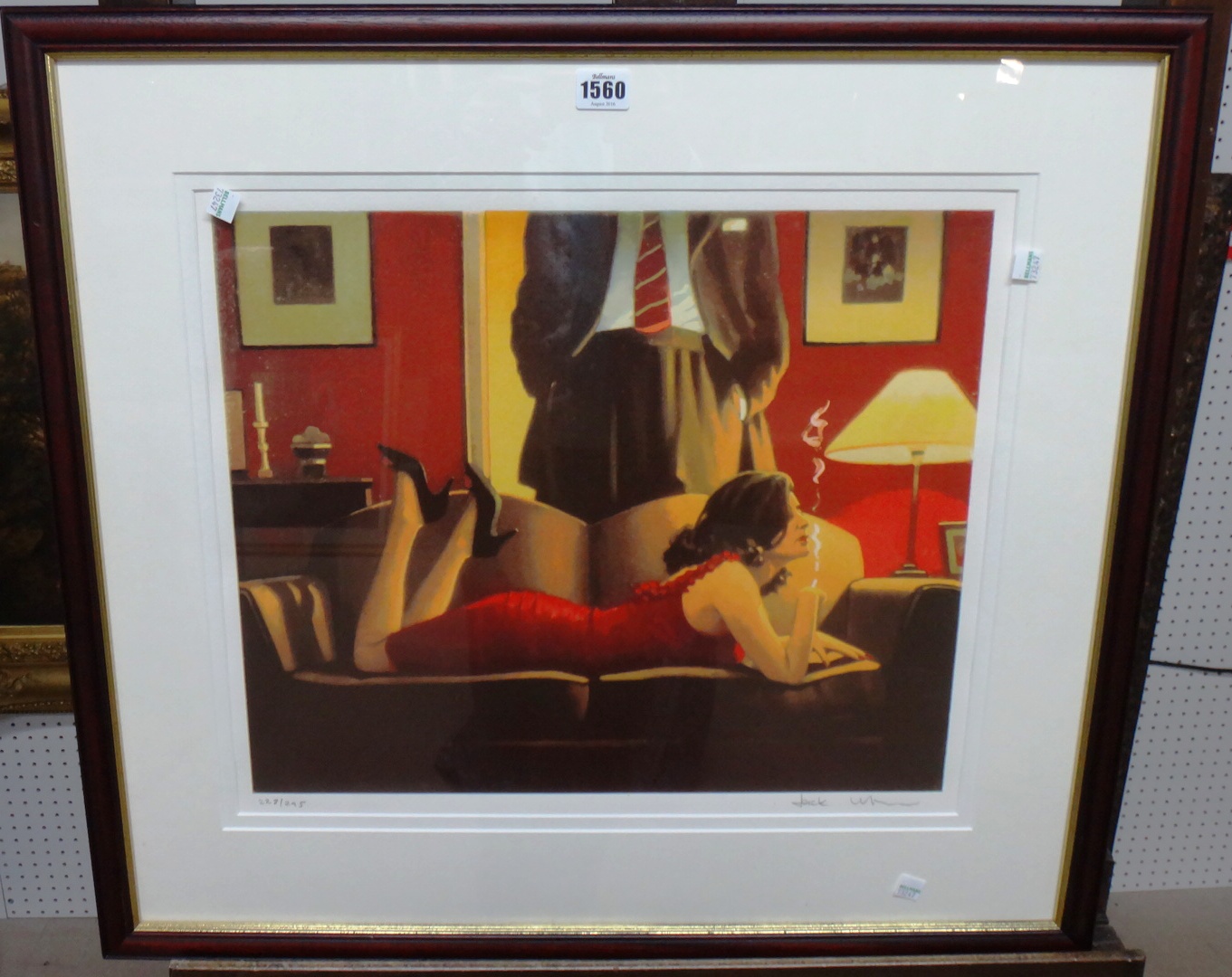 Appraisal: Jack Vettriano b Woman smoking in an interior colour screenprint