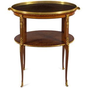 Appraisal: A Louis XVI Style Gilt Bronze Mounted Parquetry Serving Table